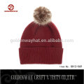 Mode Großhandel rote Beanie Hüte mit Top Ball für Mädchen